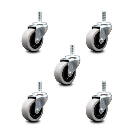 Service Caster 2 Inch Thermoplastic Rubber Wheel 5/16 Inch Threaded Stem Caster SCC, 5PK SCC-TS05S210-TPRS-5161815-5